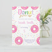 Rosa Donut Einladung zum Geburtstag (Stehend Vorderseite)