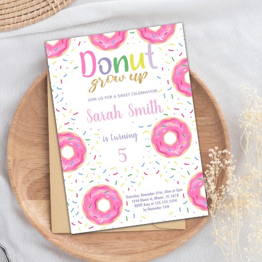 Rosa Donut Einladung zum Geburtstag