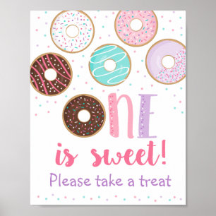 Rosa Donut eins ist süße Geburtstagssignatur der L Poster