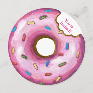 Rosa Donut Geburtstagsparty Einladung