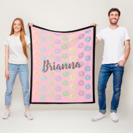 Rosa Donut Individuelle Name Mittlere Fleece Blank