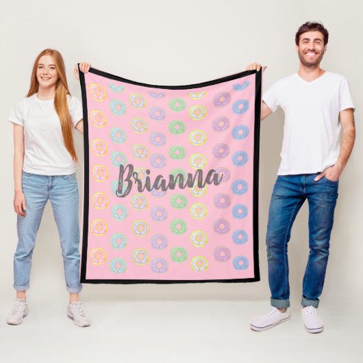 Rosa Donut Individuelle Name Mittlere Fleece Blank (Beispiel)