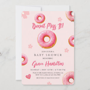 Rosa Donut Kinderdusche Einladung für Mädchen