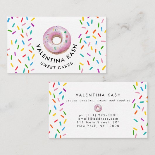 Rosa Donut-Logo Visitenkarte (Vorne/Hinten)