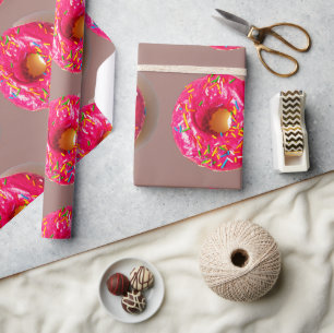 Rosa Donut Mattes Geschenkpapier