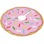 Rosa Donut mit farbenfrohen Sprinklen Polyester Weihnachtsbaumdecke (Schrägansicht)