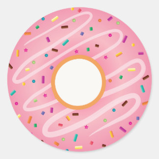 Rosa Donut mit Regenbogensprinklen Runder Aufkleber