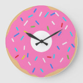 Rosa Donut mit Sprinklen Große Wanduhr (Vorderseite)