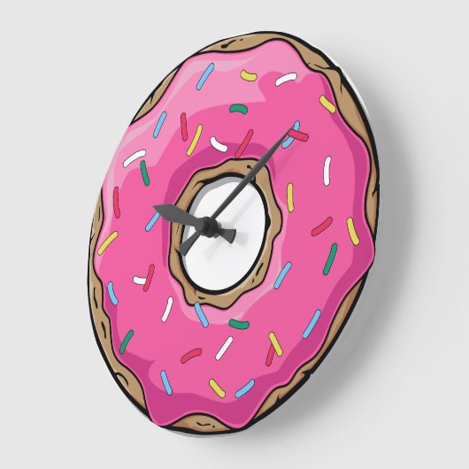 Rosa Donut mit Sprinklen Große Wanduhr (Winkel)