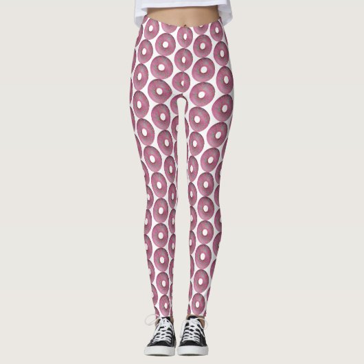 Rosa Donut mit Sprinklen Leggings (Vorderseite)