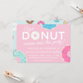 Rosa Donut-Party Einladung | Donut Birthday Party