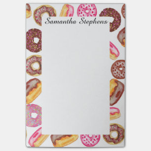 Rosa Donut Typografie und Niedliche Donuts Post-it Klebezettel