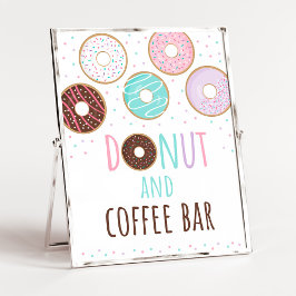Rosa Donut und Kaffee Bar Geburtstag Zeichen Poster