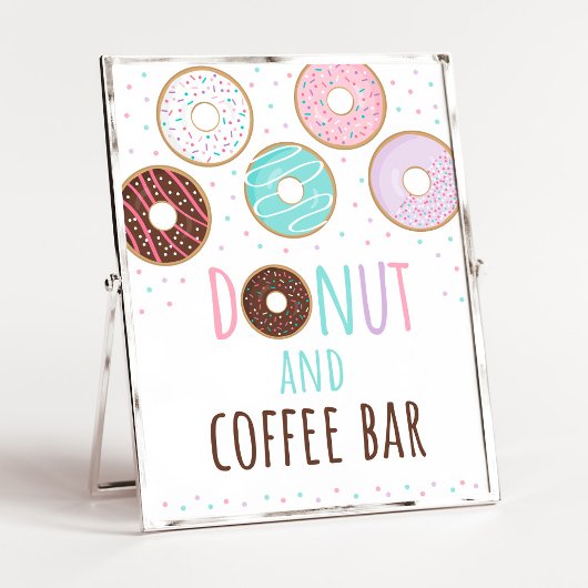 Rosa Donut und Kaffee Bar Geburtstag Zeichen Poster