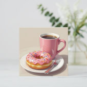 Rosa Donut und Kaffee | Behalt in Touch Karte (Stehend Vorderseite)