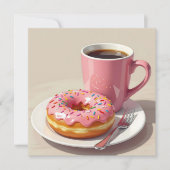 Rosa Donut und Kaffee | Behalt in Touch Karte (Vorderseite)