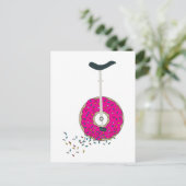 Rosa Donut Wheel Einrad mit farbenfrohen Sprinklen Postkarte (Stehend Vorderseite)