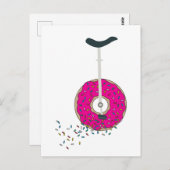 Rosa Donut Wheel Einrad mit farbenfrohen Sprinklen Postkarte (Vorne/Hinten)