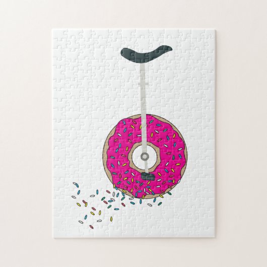 Rosa Donut Wheel Einrad mit farbenfrohen Sprinklen Puzzle (Vertikal)