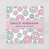 Rosa Donuts, blaue Donuts, Kuchenladen, Konditorei Quadratische Visitenkarte (Vorderseite)