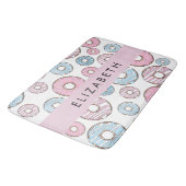 Rosa Donuts, blaue Donuts, Sprinklen, Ihr Name Badematte (Schrägansicht)