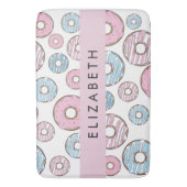 Rosa Donuts, blaue Donuts, Sprinklen, Ihr Name Badematte (Vorderseite Vertikal)