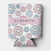 Rosa Donuts, blaue Donuts, Sprinklen, Ihr Name Dosenkühler (Vorderseite)