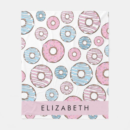 Rosa Donuts, blaue Donuts, Sprinklen, Ihr Name Fleecedecke (Vorderseite)