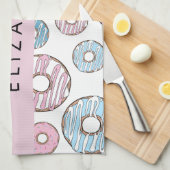 Rosa Donuts, blaue Donuts, Sprinklen, Ihr Name Geschirrtuch (Viertel Falte)