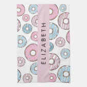 Rosa Donuts, blaue Donuts, Sprinklen, Ihr Name Geschirrtuch (Vertikal)