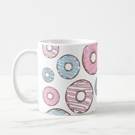 Rosa Donuts, blaue Donuts, Sprinklen, Ihr Name Kaffeetasse (Links)
