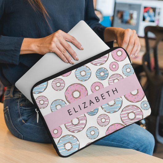 Rosa Donuts, blaue Donuts, Sprinklen, Ihr Name Laptopschutzhülle