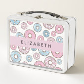 Rosa Donuts, blaue Donuts, Sprinklen, Ihr Name Metall Brotdose (Vorderseite)