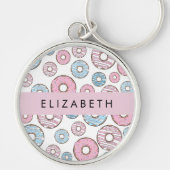 Rosa Donuts, blaue Donuts, Sprinklen, Ihr Name Schlüsselanhänger (Vorne)