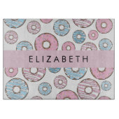 Rosa Donuts, blaue Donuts, Sprinklen, Ihr Name Schneidebrett (Vorderseite)