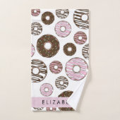 Rosa Donuts, braune Donuts, Sprinklen, Ihr Name Badhandtuch Set (Handtuch)