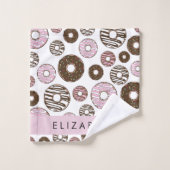 Rosa Donuts, braune Donuts, Sprinklen, Ihr Name Badhandtuch Set (Waschlappen)