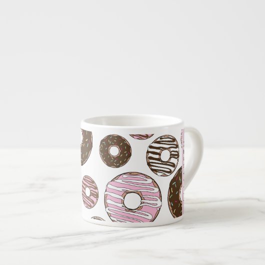 Rosa Donuts, braune Donuts, Sprinklen, Ihr Name Espressotasse (Vorderseite Rechts)