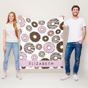 Rosa Donuts, braune Donuts, Sprinklen, Ihr Name Fleecedecke