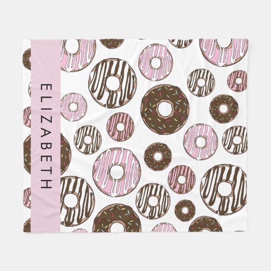 Rosa Donuts, braune Donuts, Sprinklen, Ihr Name Fleecedecke (Vorderseite (Horizontal))