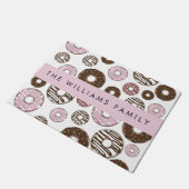 Rosa Donuts, braune Donuts, Sprinklen, Ihr Name Fußmatte (Schrägansicht)