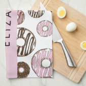 Rosa Donuts, braune Donuts, Sprinklen, Ihr Name Geschirrtuch (Viertel Falte)