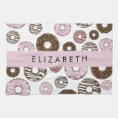 Rosa Donuts, braune Donuts, Sprinklen, Ihr Name Geschirrtuch (Horizontal)