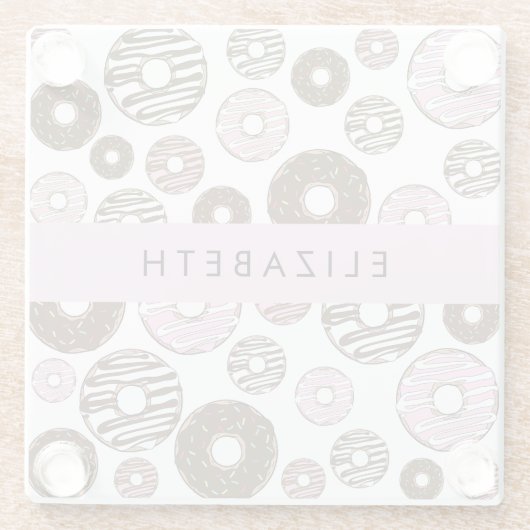 Rosa Donuts, braune Donuts, Sprinklen, Ihr Name Glasuntersetzer (Rückseite)