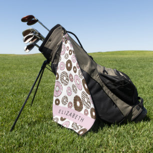 Rosa Donuts, braune Donuts, Sprinklen, Ihr Name Golfhandtuch