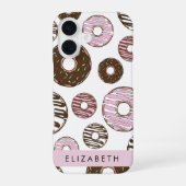 Rosa Donuts, braune Donuts, Sprinklen, Ihr Name iPhone 16 Hülle (Rückseite)
