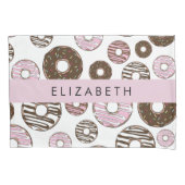 Rosa Donuts, braune Donuts, Sprinklen, Ihr Name Kissenbezug (Vorderseite)
