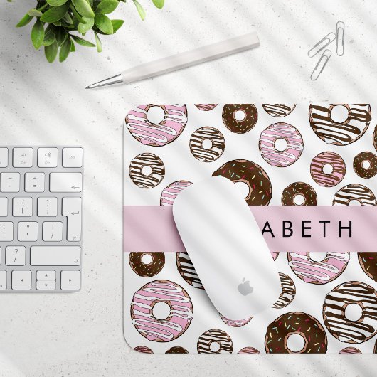 Rosa Donuts, braune Donuts, Sprinklen, Ihr Name Mousepad