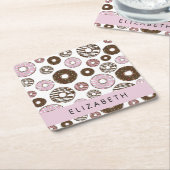 Rosa Donuts, braune Donuts, Sprinklen, Ihr Name Rechteckiger Pappuntersetzer (angewinkelt)