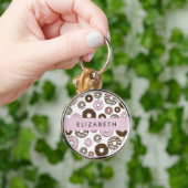 Rosa Donuts, braune Donuts, Sprinklen, Ihr Name Schlüsselanhänger (Hand)